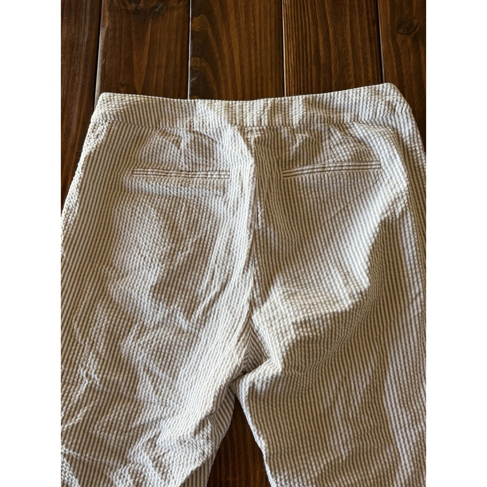 Chico's Pants Capri Size 1 Textured Striped Cropped Split Hem railroad stripe - Picture 7 of 7